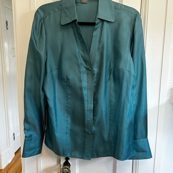 Ann Taylor silk turquoise blouse - Picture 1 of 5
